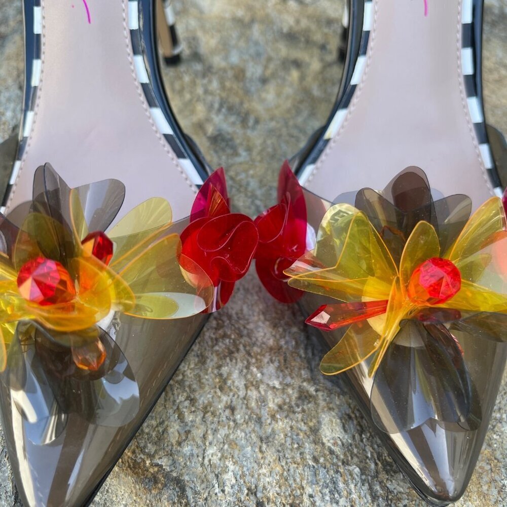 Betsey Johnson Heels Size 6.5M Whimsigoth Y2K Flower Ankle Strap Stiletto - Picture 9 of 12